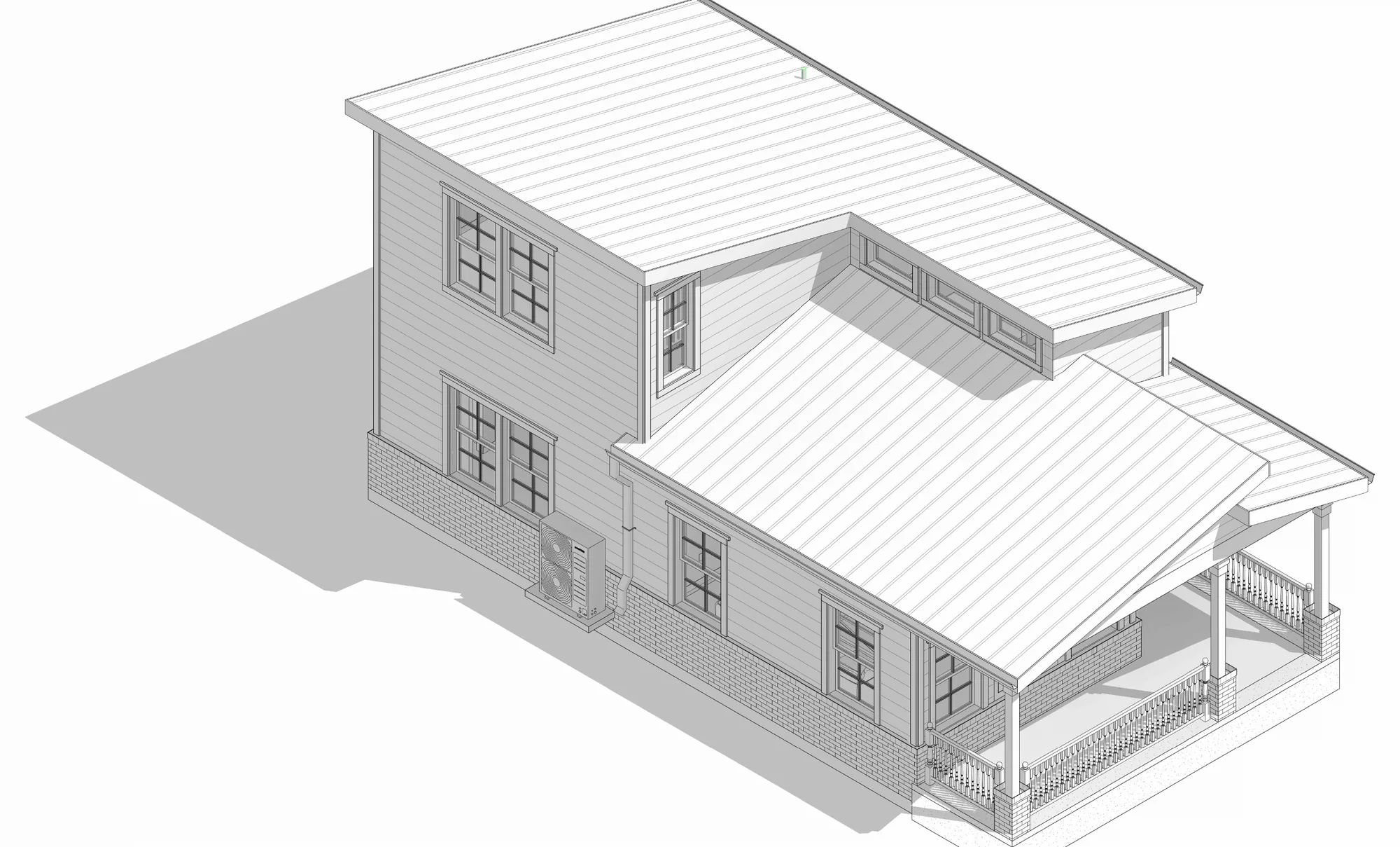 ONYRverse 3D model of a two-story Lake Luther Phase 1 home with a covered porch
