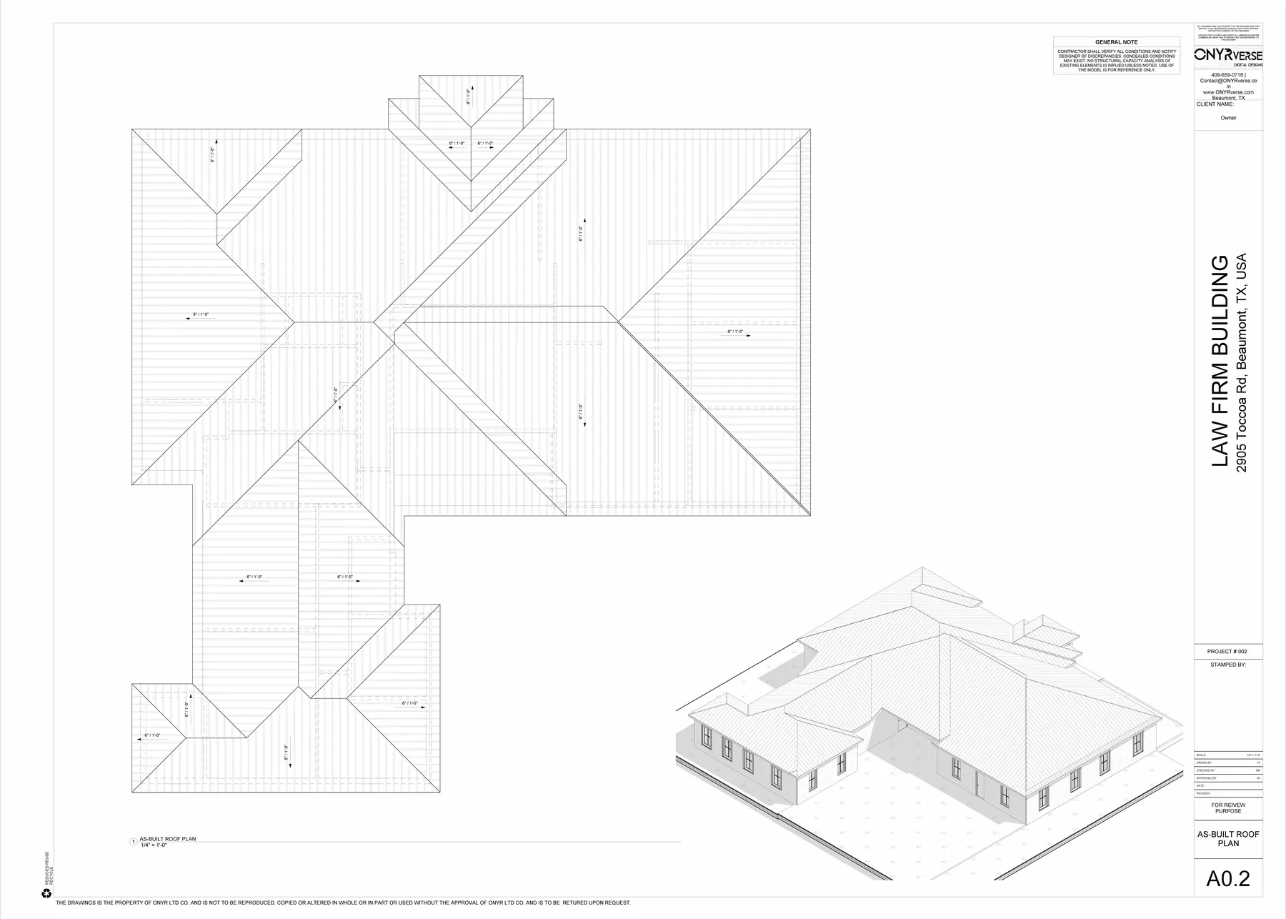 Plan set sheet from an ONYRverse law office building project