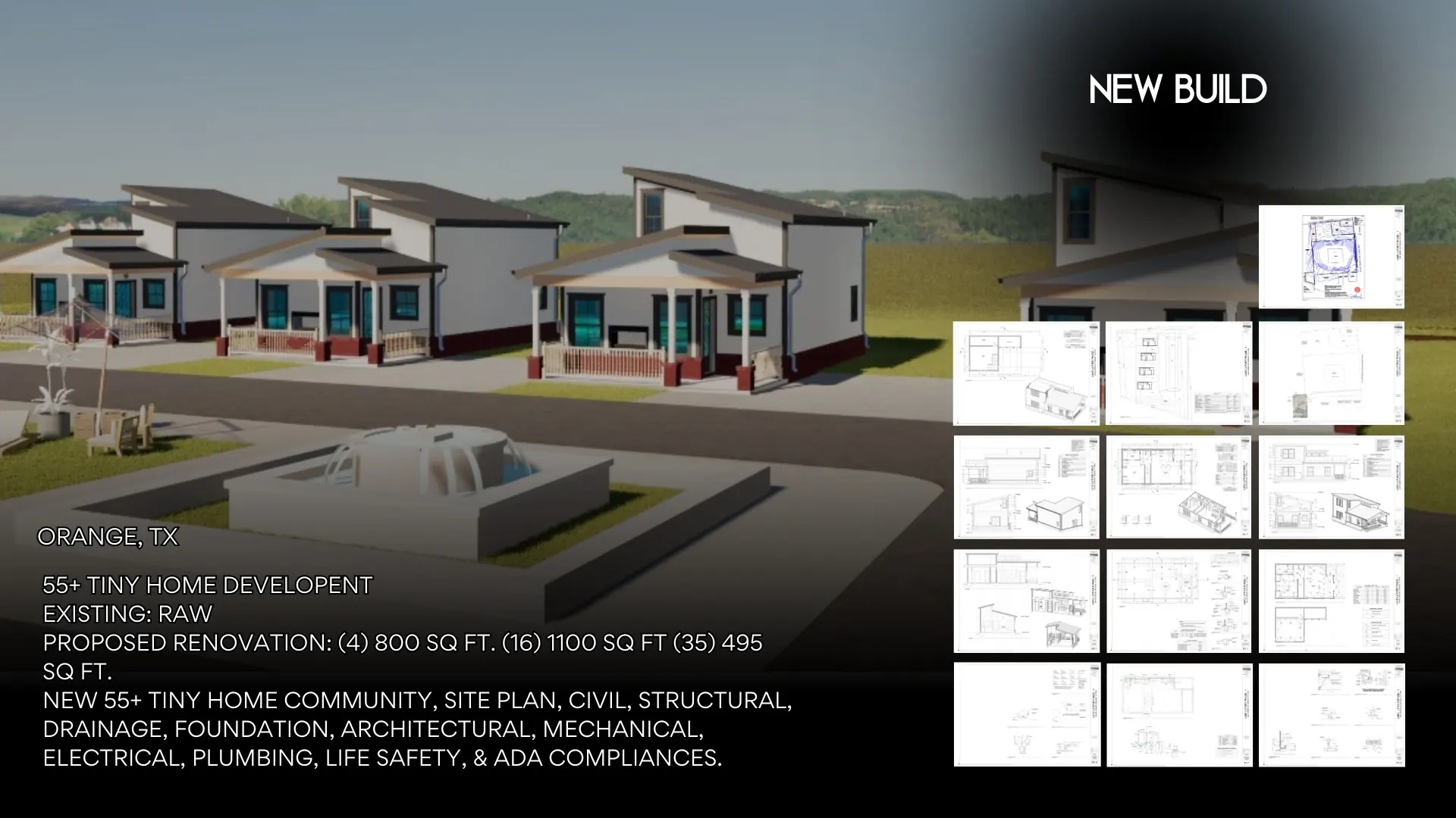 ONYRverse design for a 55+ tiny home community in Orange, TX