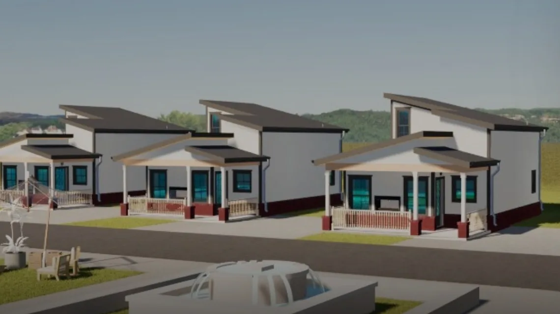 Architectural design render of a 55+ tiny home community in Orange, TX by ONYRverse