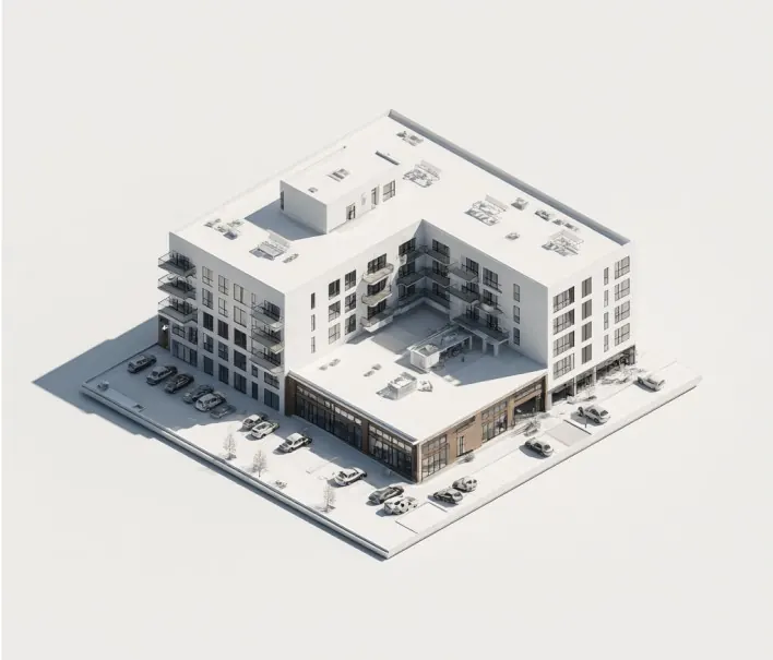 3D model of a multi-unit residential building